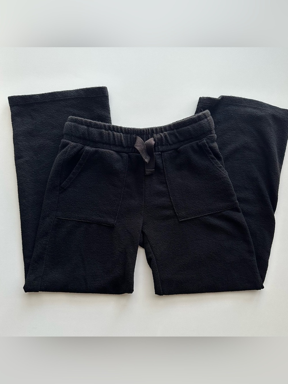 Kids Cat & Jack Cozy Black wide leg Jogger Pants with Drawstring Waist